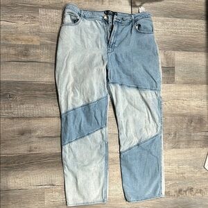 Two-Tone Patchwork Jeans